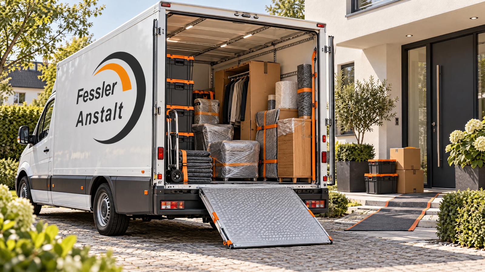 Umzugsteam trägt ein geschütztes Sofa