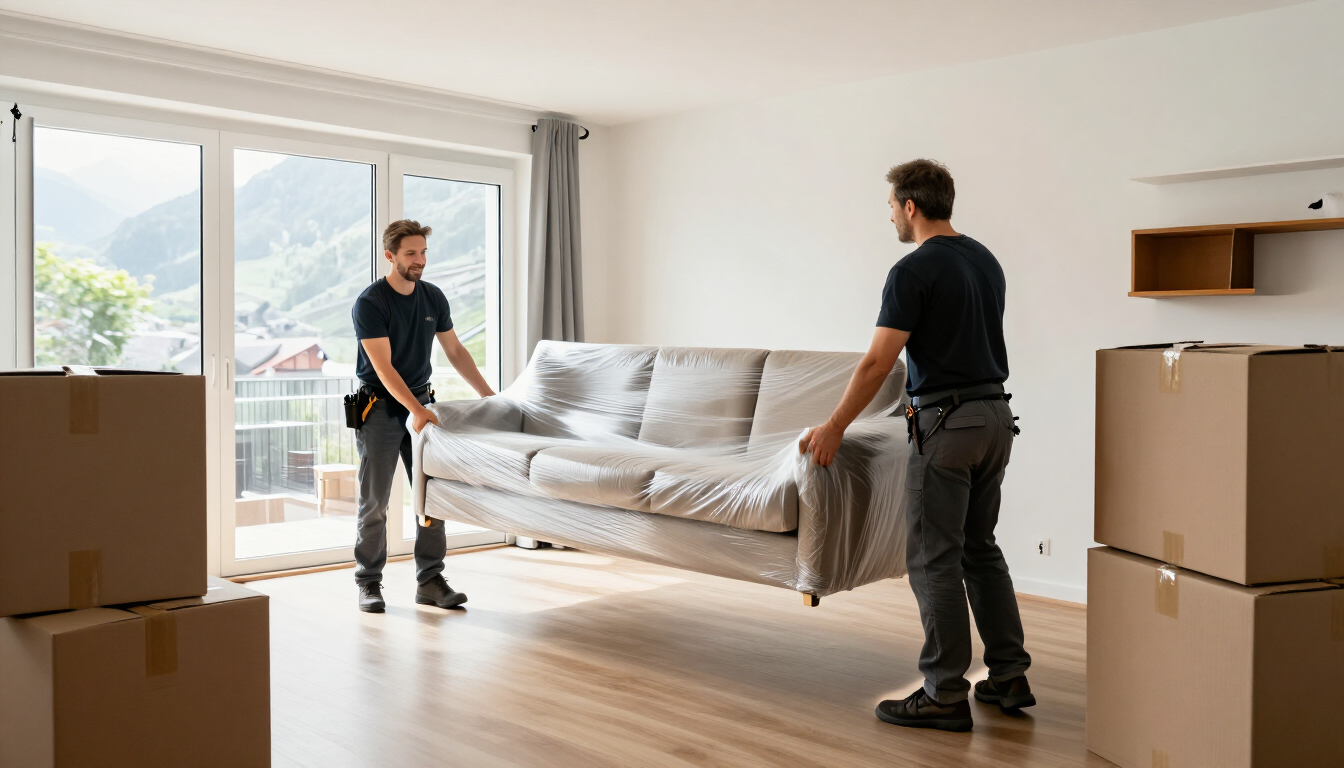 Aufgebaute Möbel in einer neuen Wohnung
